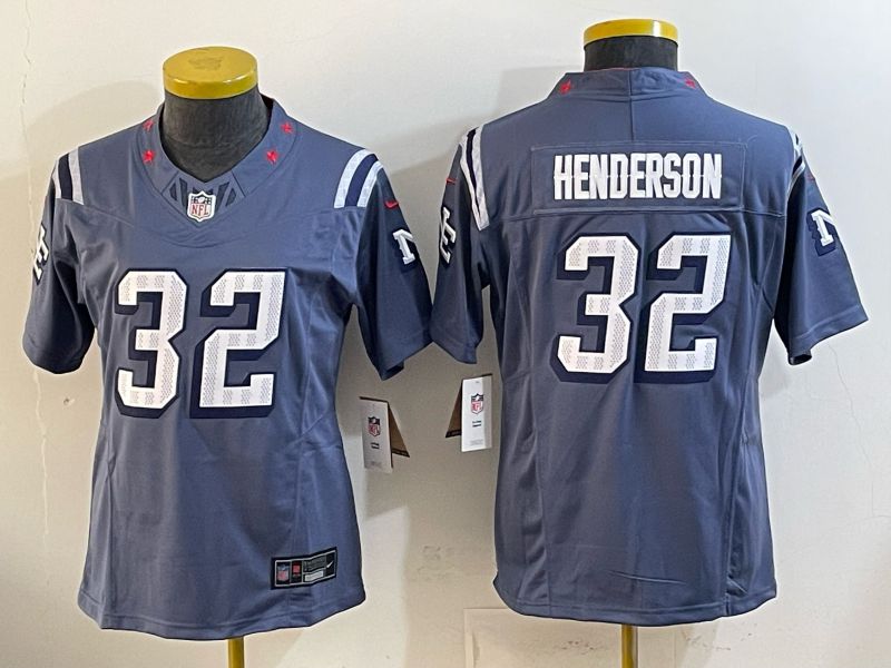 Youth 2026 New England Patriots #32 Henderson blue Throwback Limited Nike NFL Jersey style 01